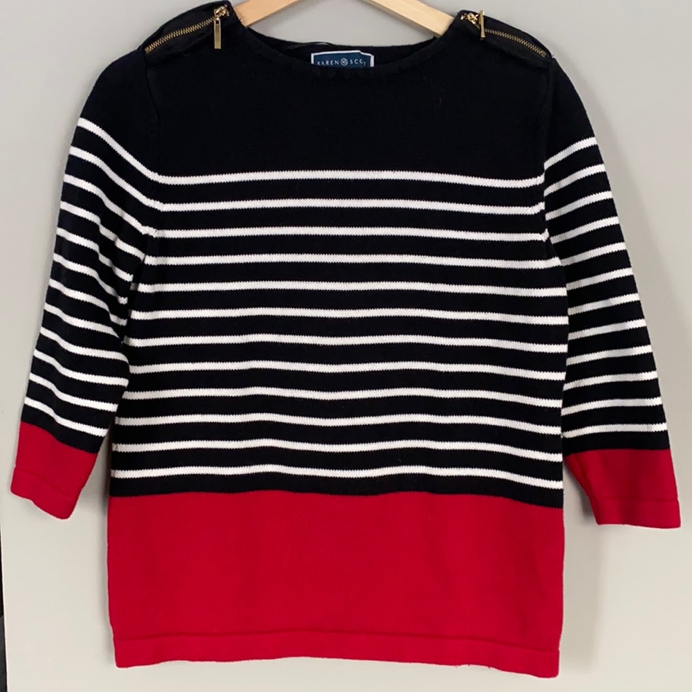 Karen Scott Red and Black sweater